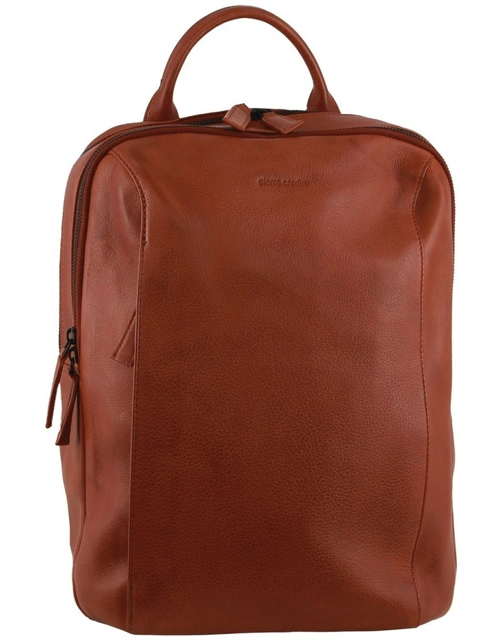 Leather Laptop Backpack in Cognac image 1