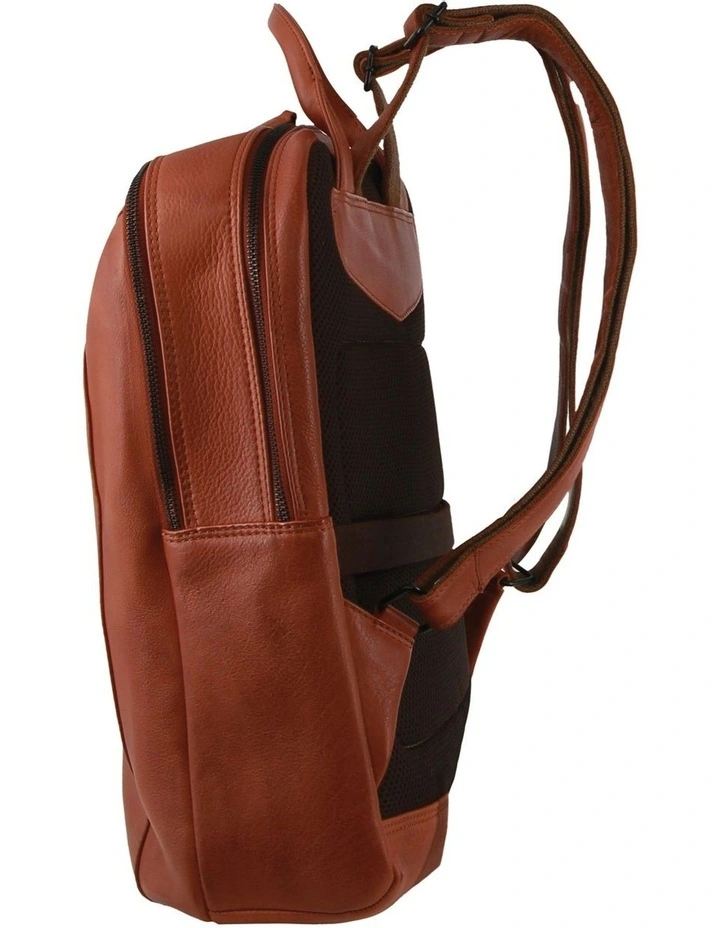 Leather Laptop Backpack in Cognac image 2