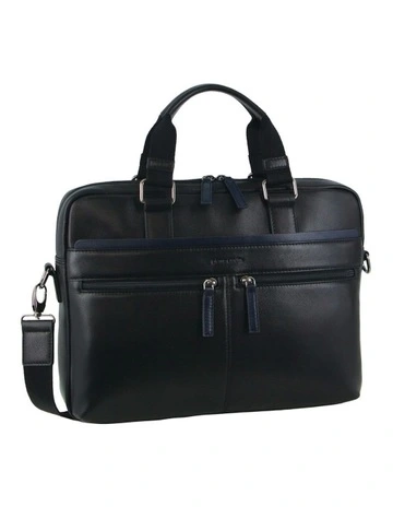 Leather Business Laptop Bag in Black