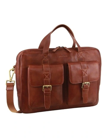 Rustic Leather Messenger Bag in Cognac