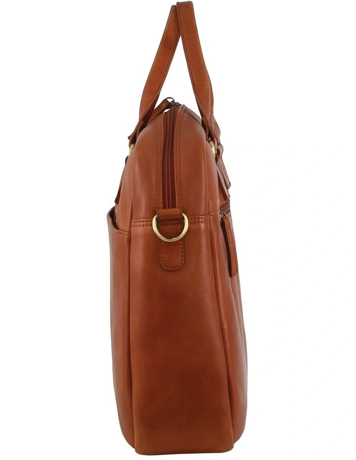 PIERRE CARDIN Italian Leather Computer Bag in Tan image 2