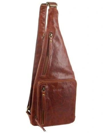 Rustic Leather Sling Bag in Chestnut