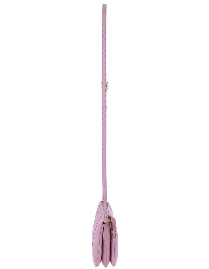 Diamond Pattern Embossed Leather Crossbody Bag in Pink image 3