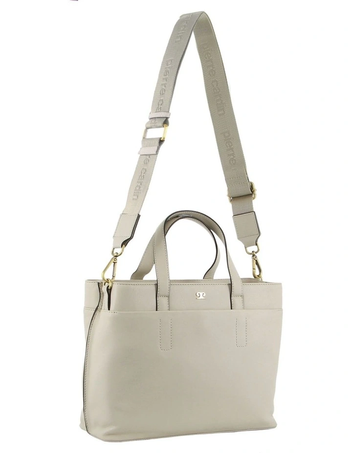 Leather Tote Bag in Bone image 1
