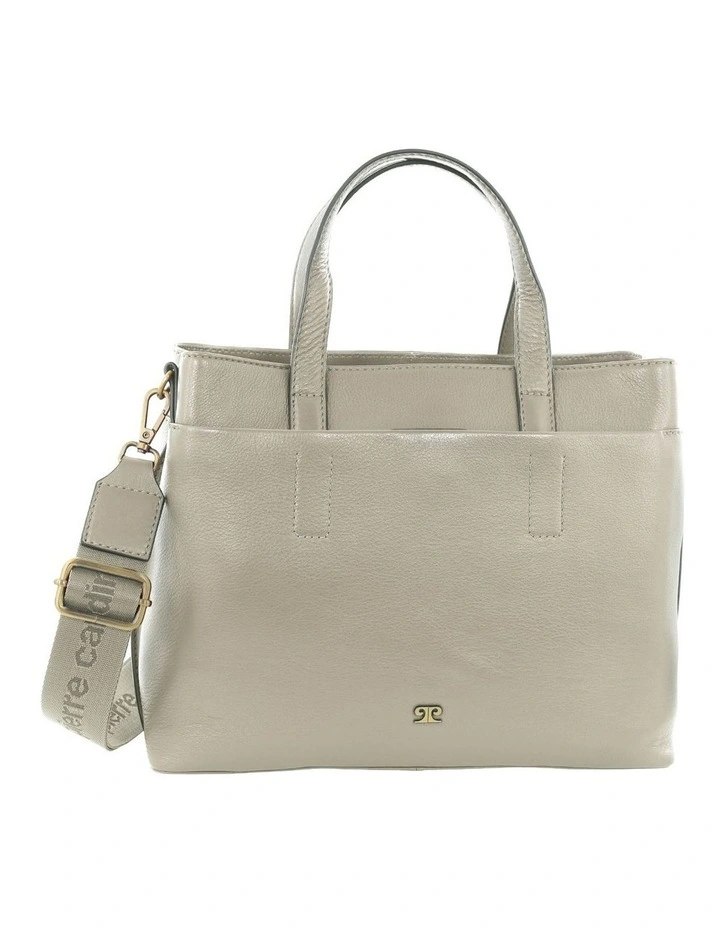 Leather Tote Bag in Bone image 3