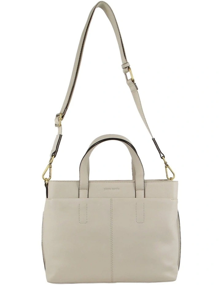 Leather Tote Bag in Bone image 3