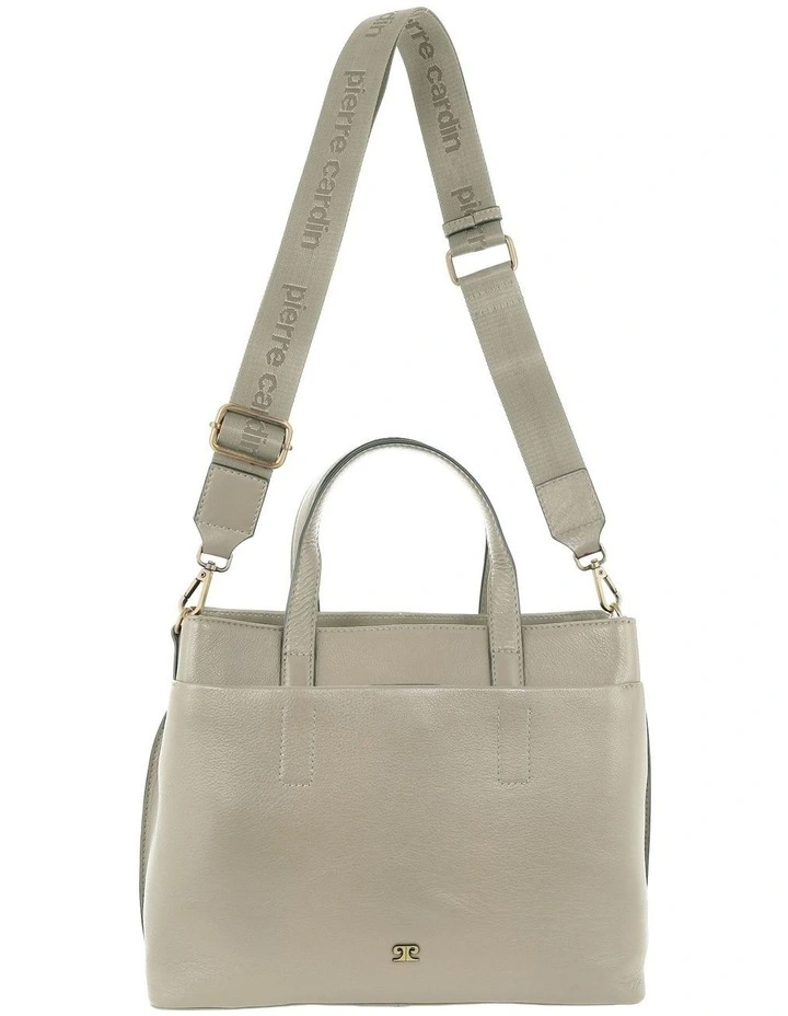 Leather Tote Bag in Bone image 4
