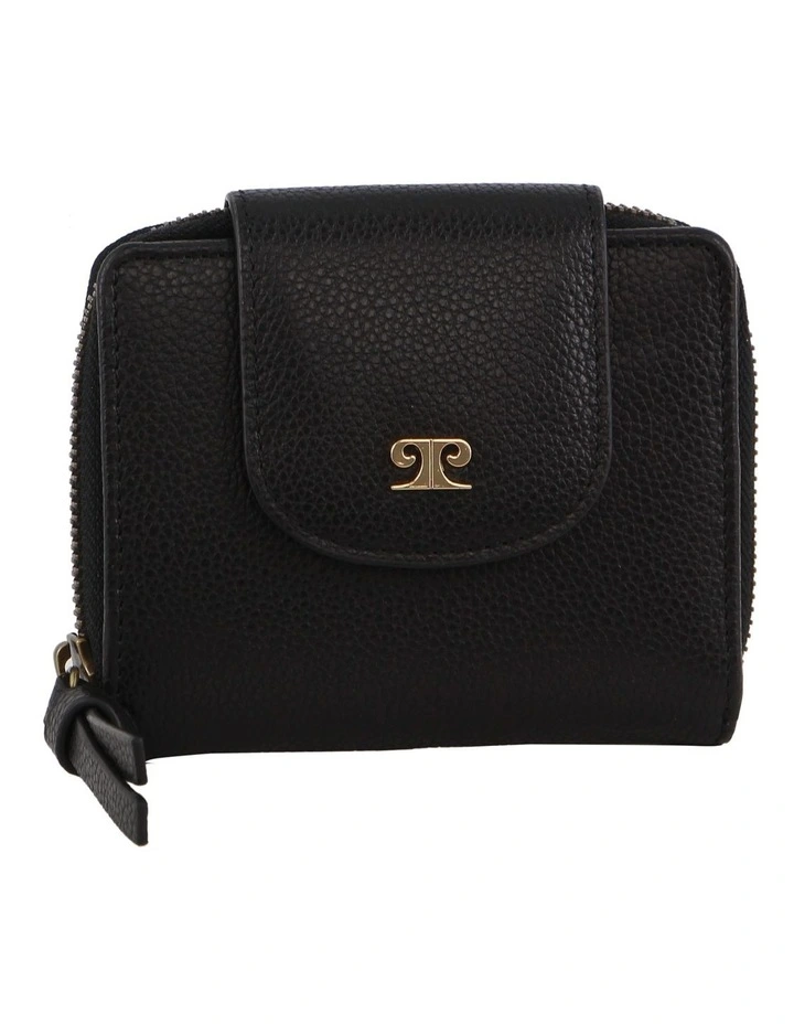 Leather Tab Bi-Fold Wallet in Black image 1