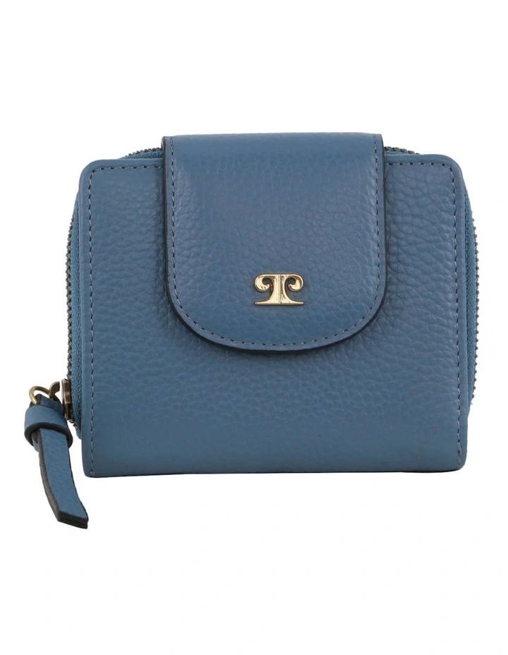 Leather Tab Bi-Fold Wallet in Blue image 1