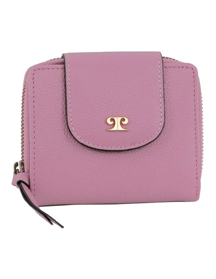 Leather Tab Bi-Fold Wallet in Pink image 1