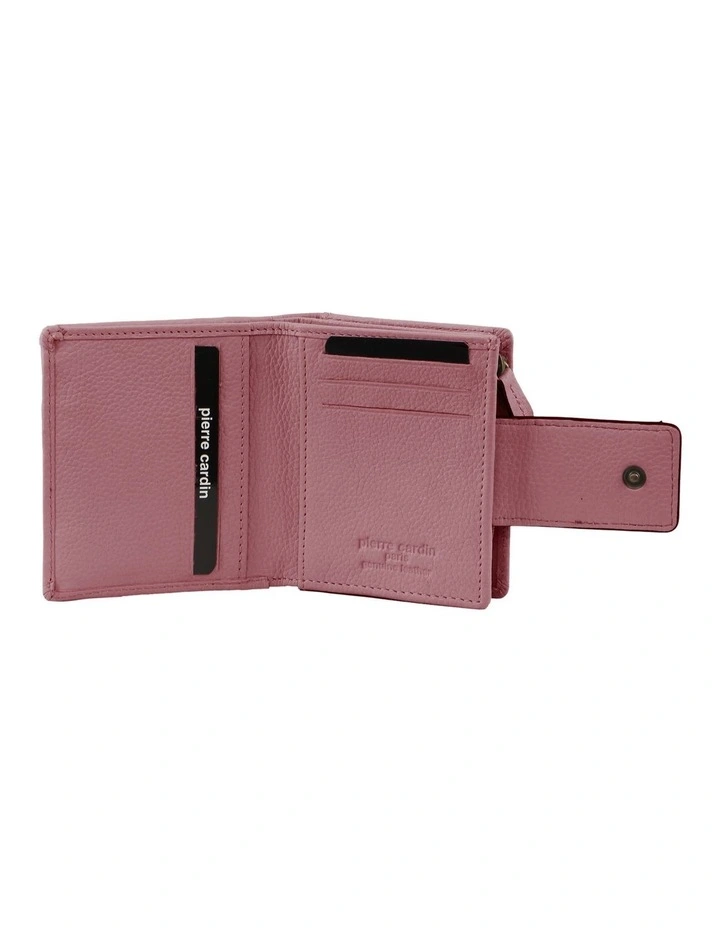 Leather Flip-Over Bi-Fold Wallet in Rose image 2