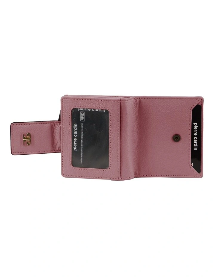Leather Flip-Over Bi-Fold Wallet in Rose image 3
