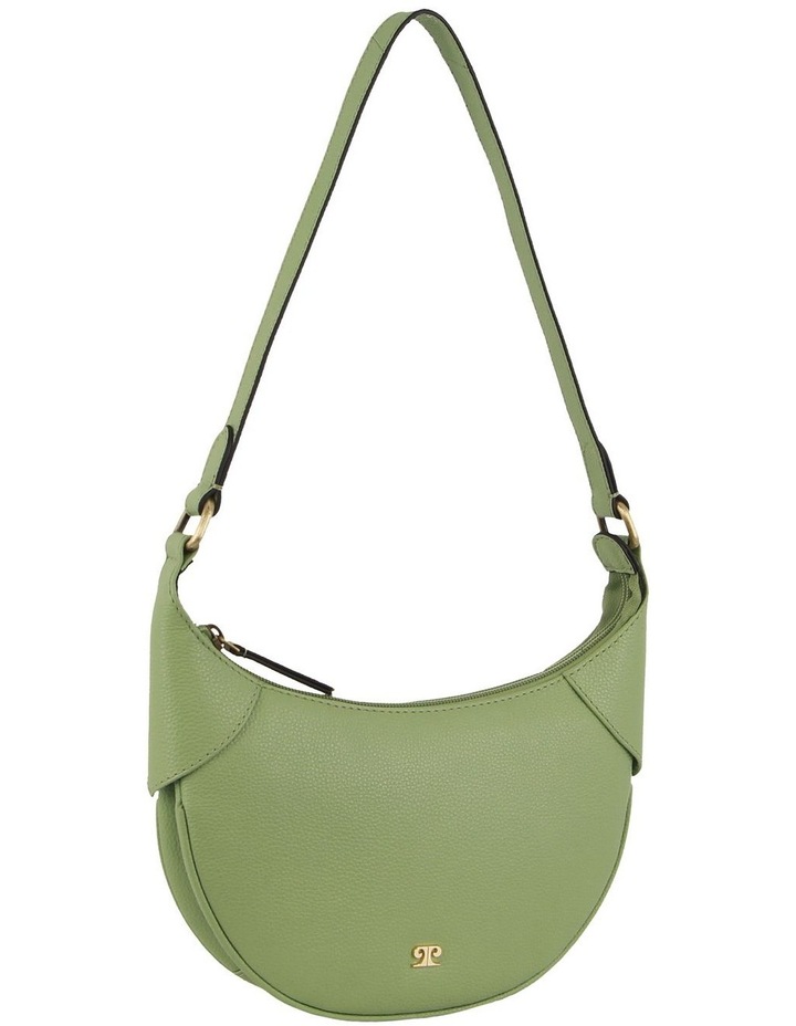 Leather Crescent Shoulder Bag in Jade