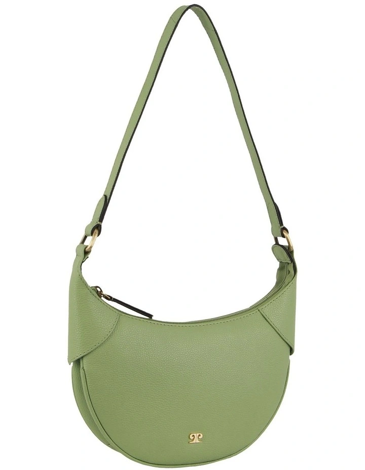 Leather Crescent Shoulder Bag in Jade image 1
