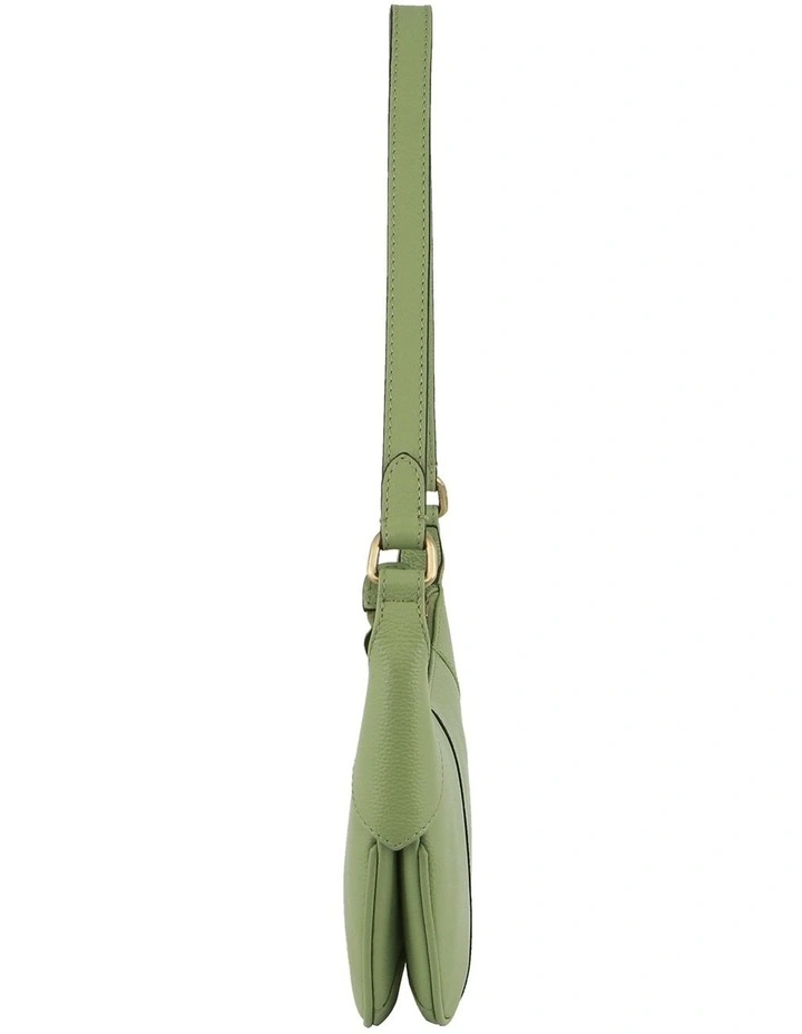 Leather Crescent Shoulder Bag in Jade image 2