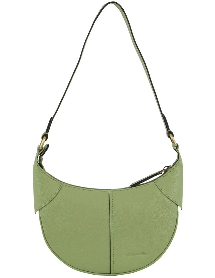 Leather Crescent Shoulder Bag in Jade image 3