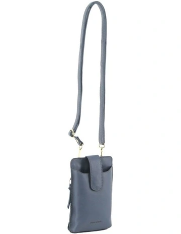 Leather Phone Bag in Teal