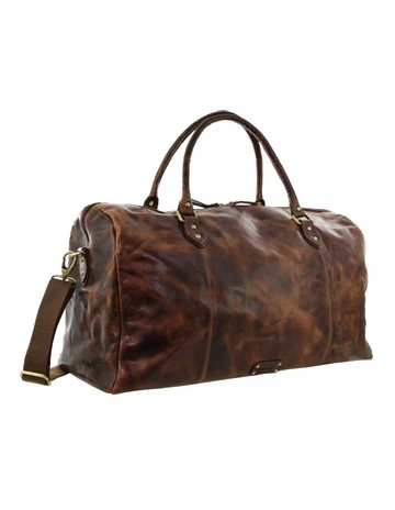 Smooth Leather Overnight Bag in Cognac