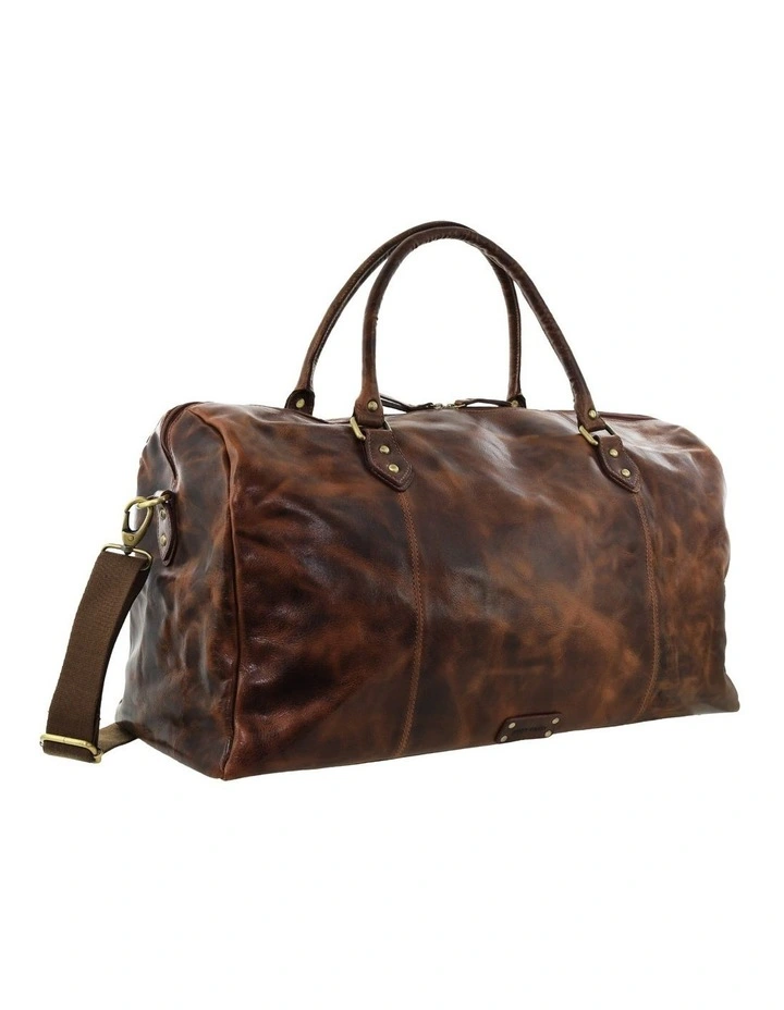 Smooth Leather Overnight Bag in Cognac image 1