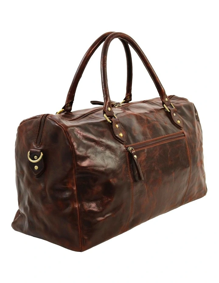 Smooth Leather Overnight Bag in Cognac image 4