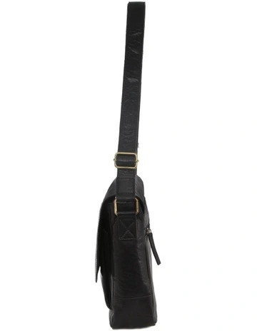 Rustic Leather Computer/Messenger Bag in Black