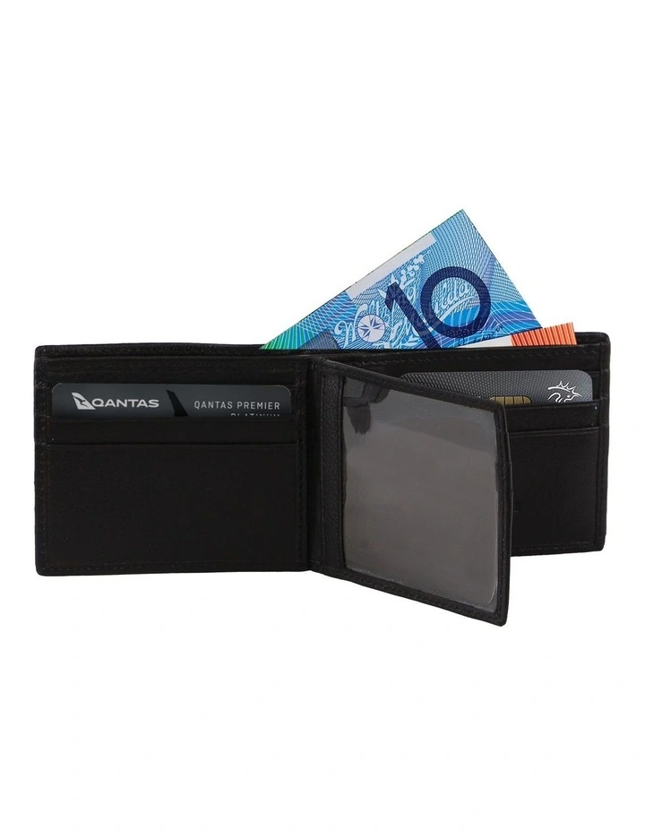 Rustic Leather Bi-Fold Slimline Wallet in Black image 2