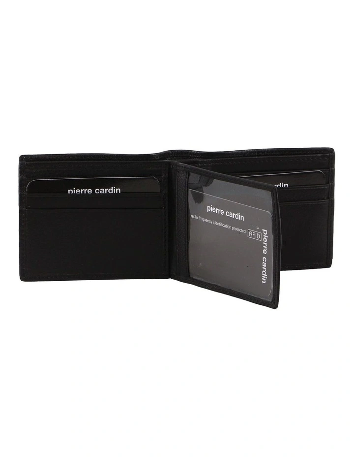 Rustic Leather Bi-Fold Slimline Wallet in Black image 3