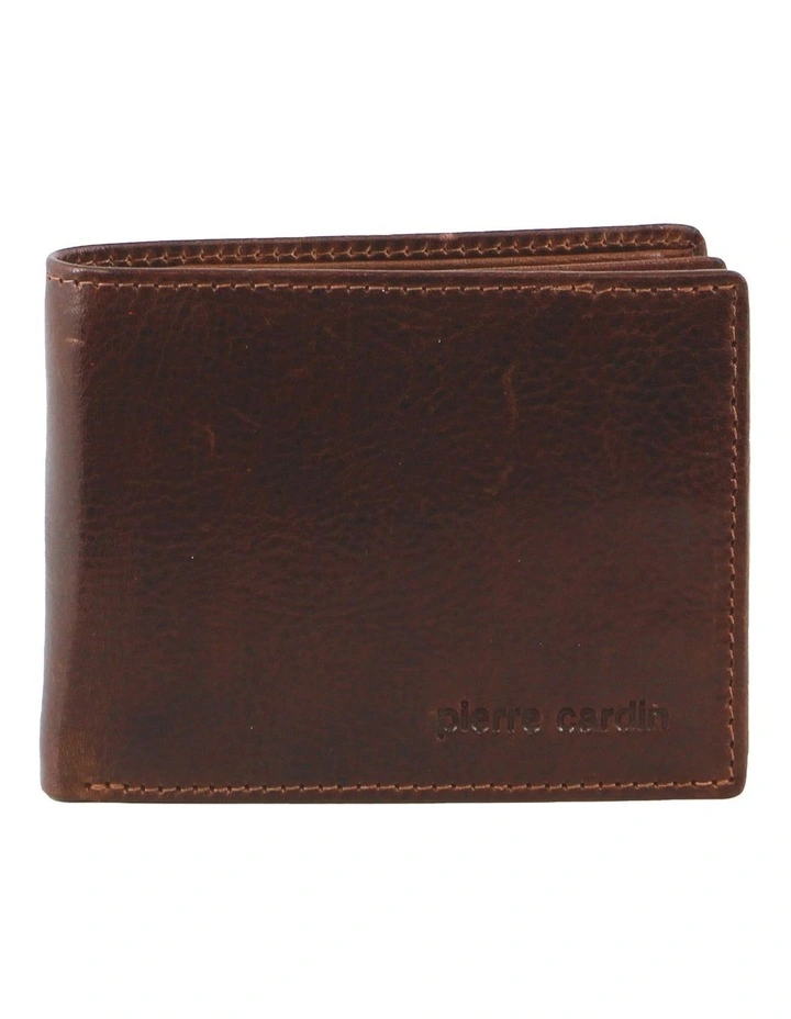 Leather Bi-Fold with flap Wallet in Brown image 1