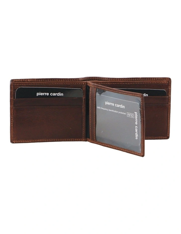 Leather Bi-Fold with flap Wallet in Brown image 3