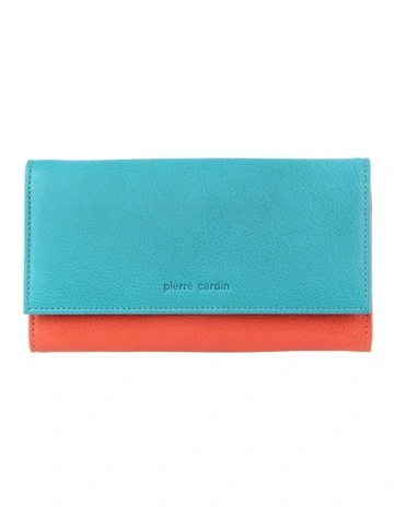 Leather Ladies Wallet in Turquoise-Orange