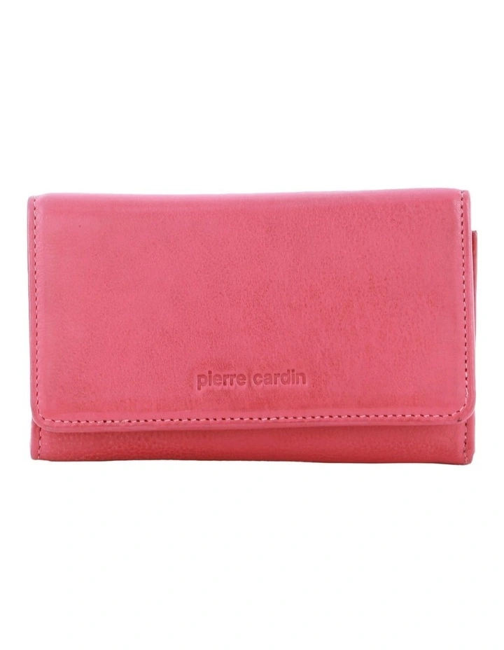 Leather Tri-Fold Wallet Small in Pink image 1