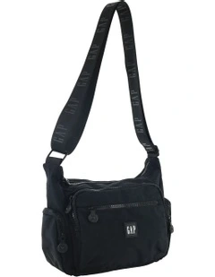 Nylon Multi Cross-Body Bag in Black