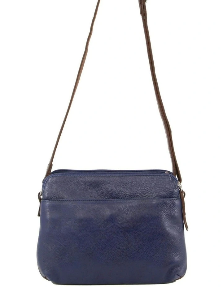 Milleni Nappa Leather MultiZip CrossBody Bag In Indigo/Chestnut MYER