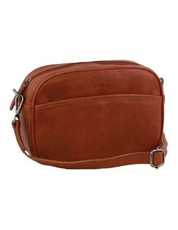 Nappa Leather Cross-Body Bag/Clutch in Cognac