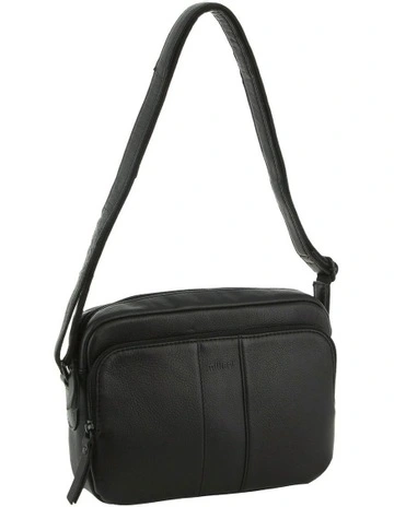 Leather Multi-Zip Cross-Body Bag in Black