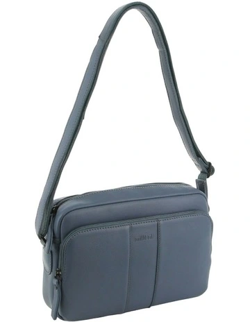 Leather Multi-Zip Cross-Body Bag in Teal