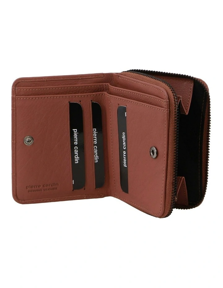 Italian Pleated Leather Press Stud Wallet in Rose image 2