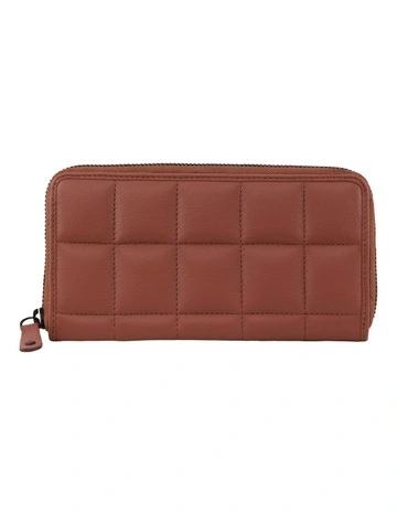 Italian Pleated Leather Zip Wallet in Rose