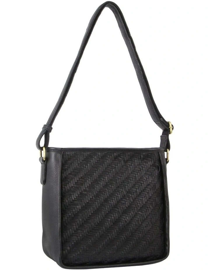 PIERRE CARDIN Woven Embossed Leather CrossBody Bag In Black MYER