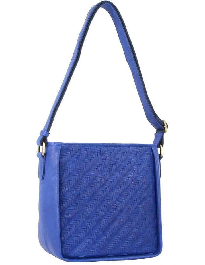 Woven Leather Cross-Body Bag in Royal Blue image 1