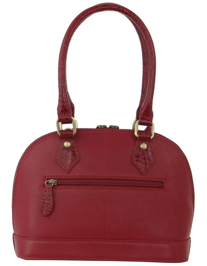 Croc-Embossed Leather Handbag in Red image 3