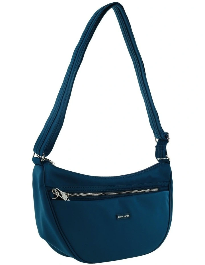 Anti-Theft Nylon Crescent Cross-Body Bag in Turquoise image 1
