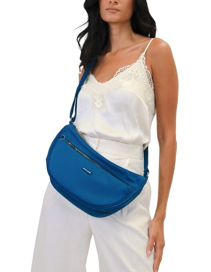 Anti-Theft Nylon Crescent Cross-Body Bag in Turquoise image 2