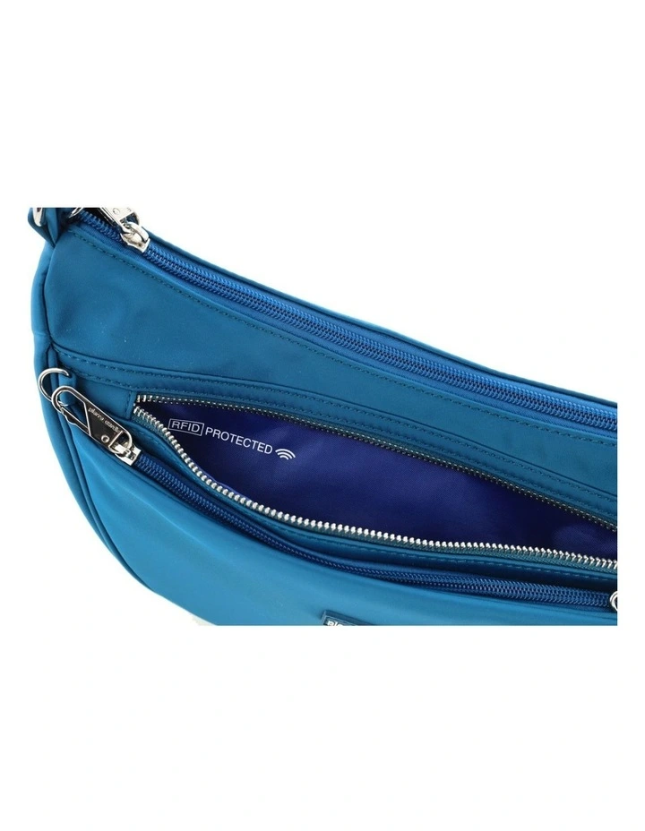 Anti-Theft Nylon Crescent Cross-Body Bag in Turquoise image 3