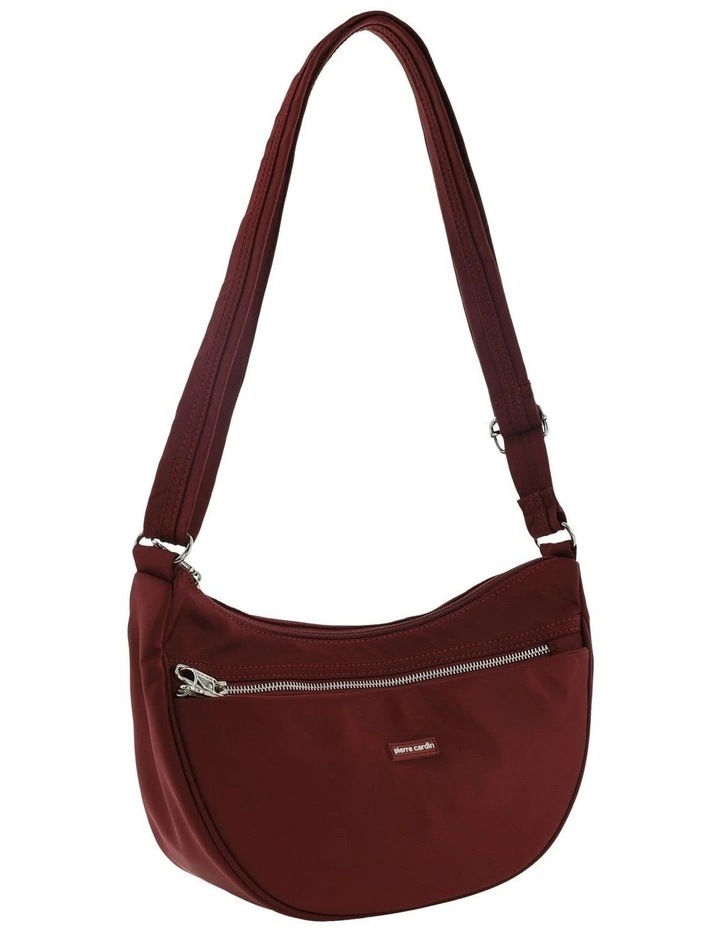Anti-Theft Nylon Crescent Cross-Body Bag in Wine image 1