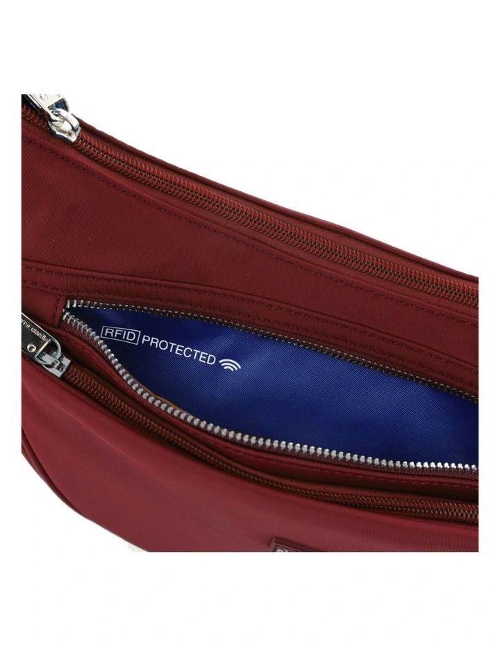 Anti-Theft Nylon Crescent Cross-Body Bag in Wine image 3
