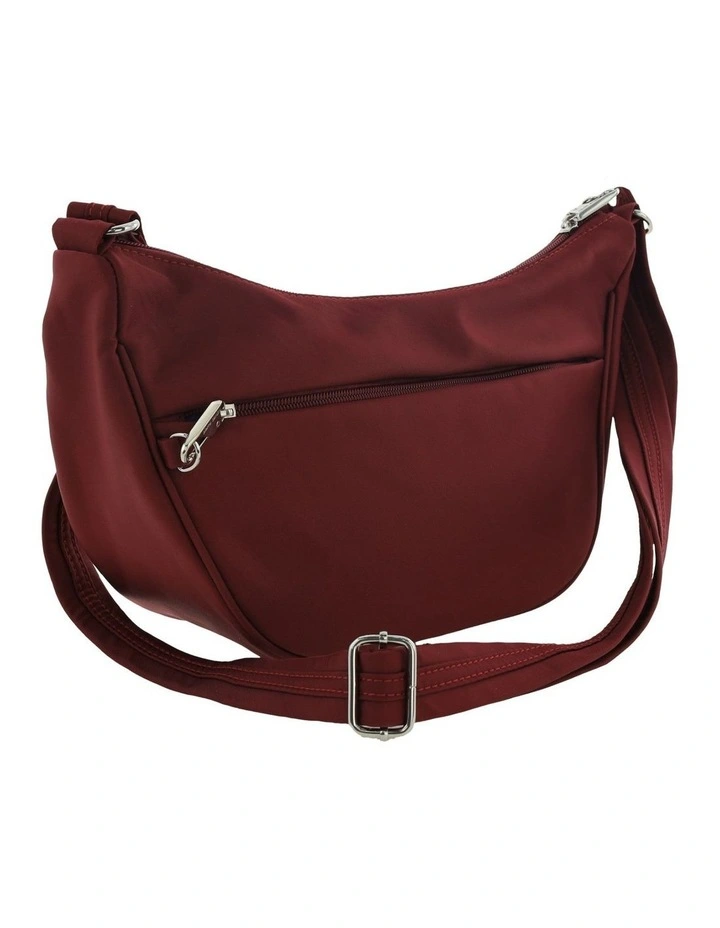 Anti-Theft Nylon Crescent Cross-Body Bag in Wine image 4
