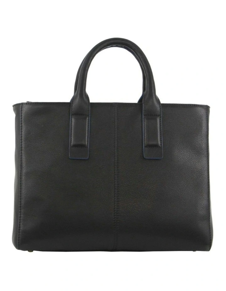 PIERRE CARDIN Italian Leather Double Handle Tote Bag In Black MYER