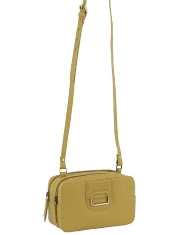 Leather Cross Body Bag in Yellow
