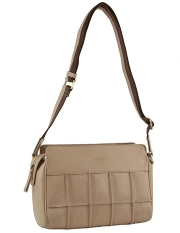 Leather Stitch-design Cross-Body Bag in Gold